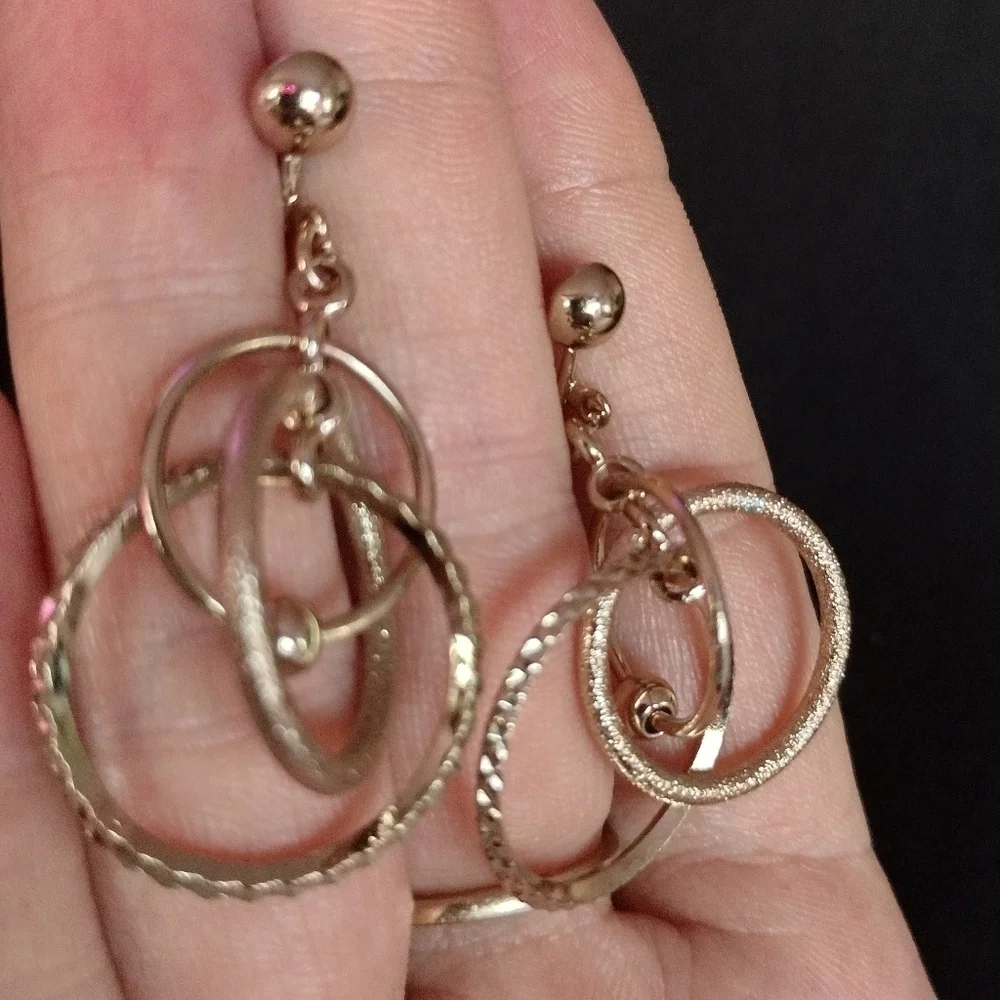 Gold Hoop Dangle Clasp Earrings